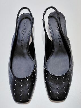 KATY PERRY Women's Black Laterr Studded Slingback Pumps Size 9M